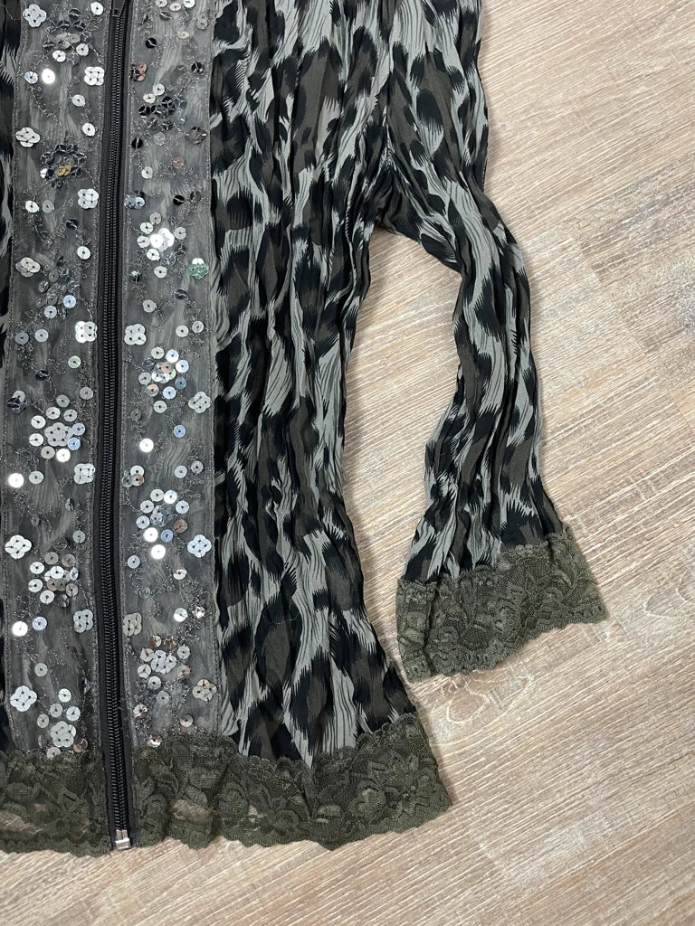 detail view, Jaipur Leopard Print Jacket, vintage Y2K second hand piece