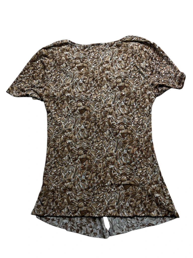 detail view, Brittany Brown Abstract Pattern Tunic, vintage Y2K second hand piece, image 4