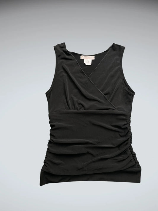 front view, Sally Miller Simple Black Fitted Top, vintage Y2K second hand piece