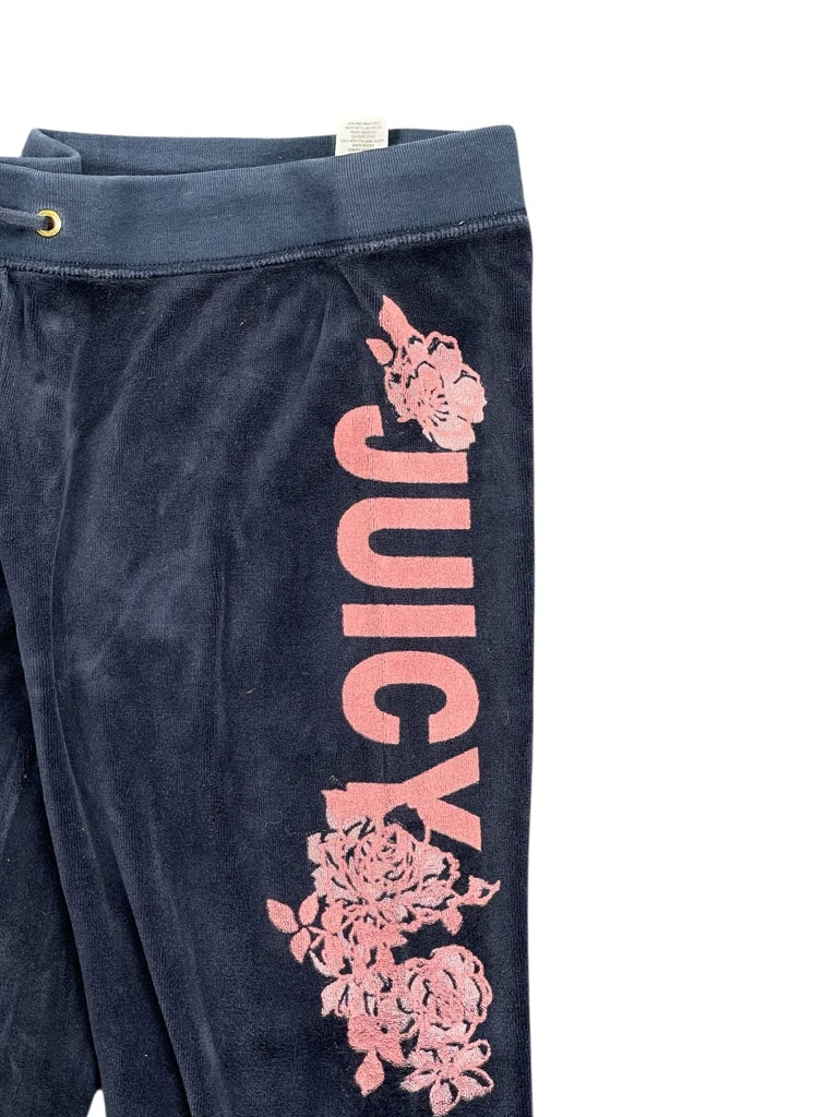 detail view, Juicy Couture Black Velour Logo Pants (XXXS), vintage Y2K second hand piece