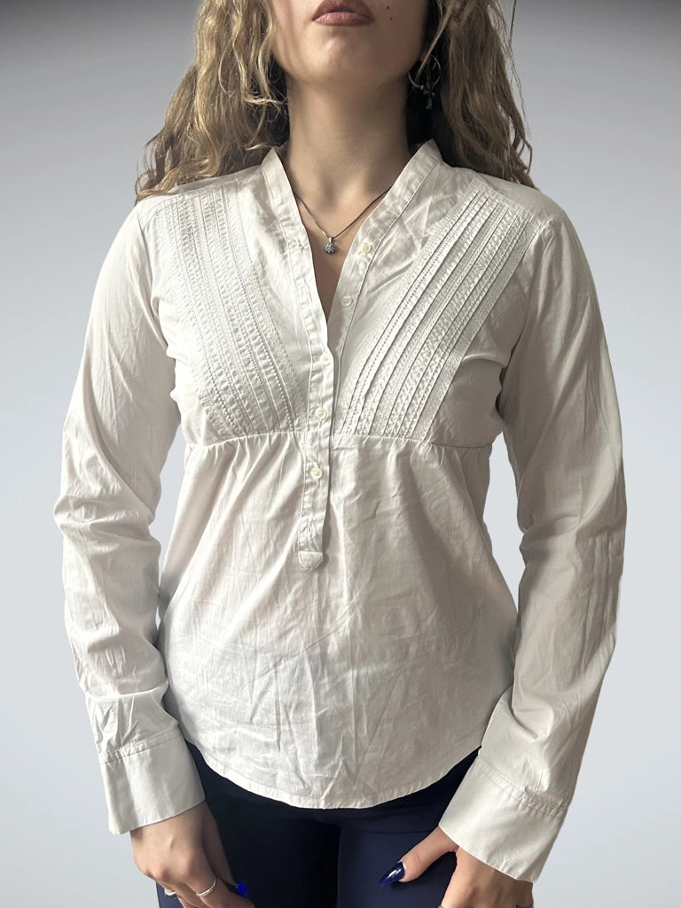 front view, Replay Y2K White Long Sleeve Top, vintage Y2K second hand piece