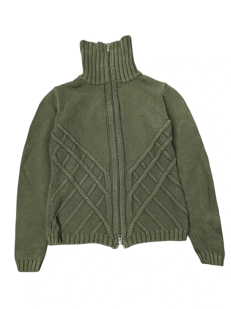 detail view, Royal Robbins Olive Green Textured Zip Sweater, vintage Y2K second hand piece, image 5