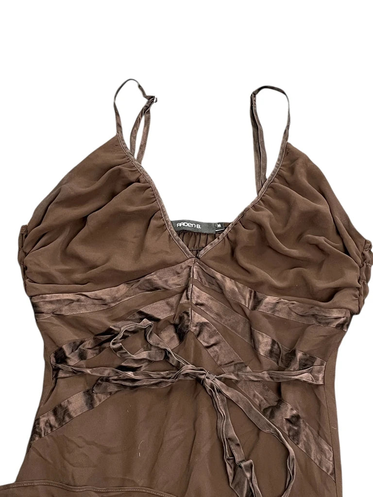 detail view, Jump Apparel Mocha Evening Maxi Dress, vintage Y2K second hand piece, image 4