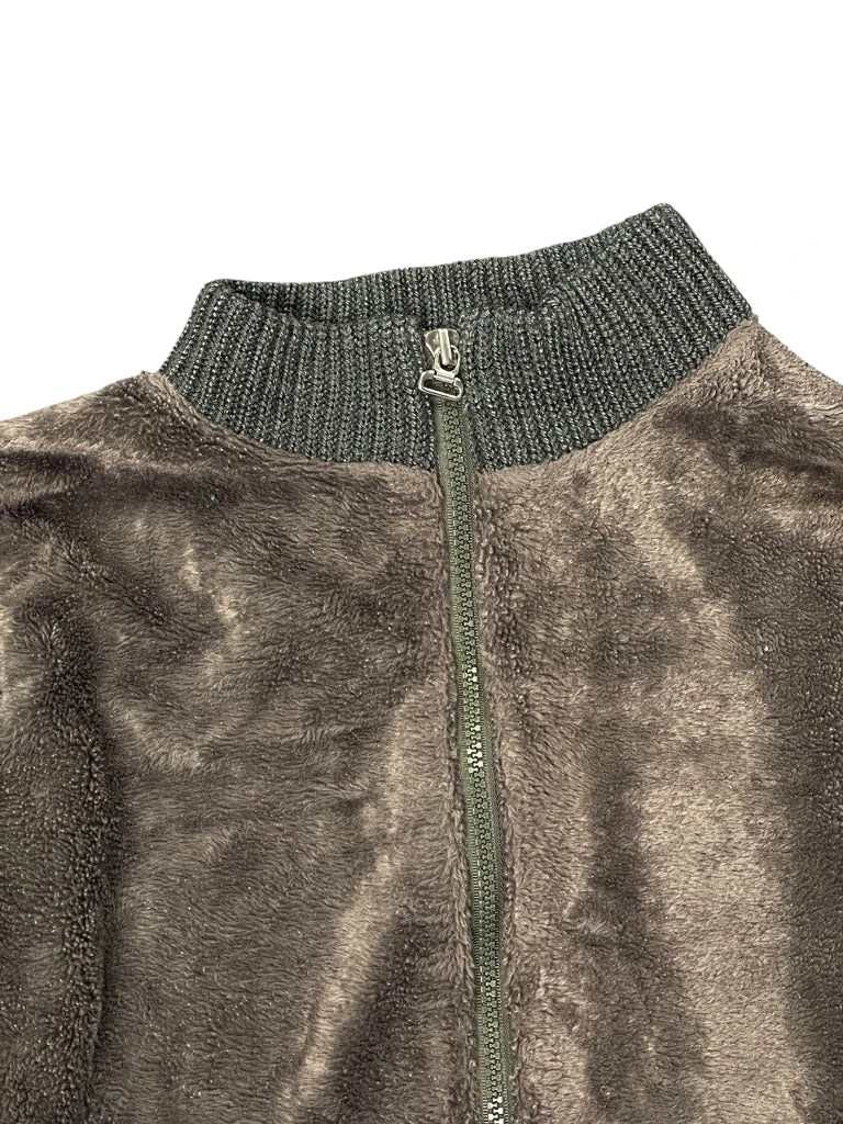 Olive Knit and Velour Hybrid Zip Jacket (M)