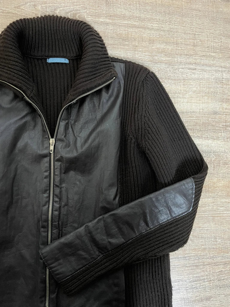 detail view, Leather & Fabric Jacket, vintage Y2K second hand piece