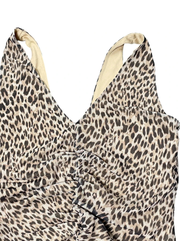detail view, Love Five Beige Leopard Ruched Top, vintage Y2K second hand piece