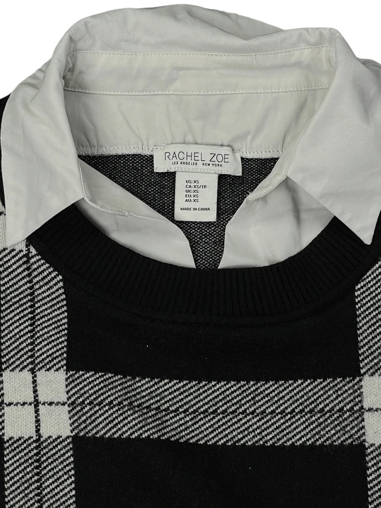 detail view, Rachel Zoe Checkered Black Sweater, vintage Y2K second hand piece