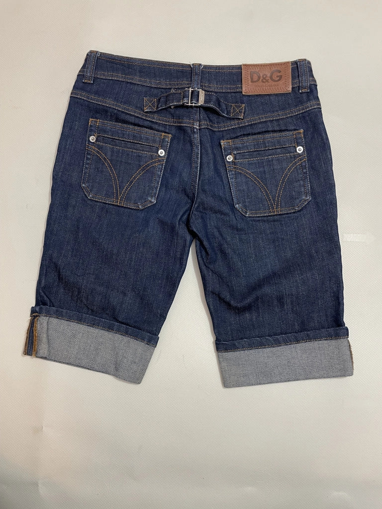 detail view, Dolce & Gabbana Dark Wash Denim Capri Pants Cuff Detail D&G Vintage, vintage Y2K second hand piece, image 4