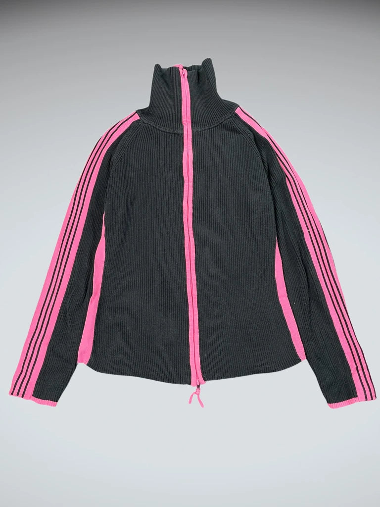 detail view, Jana Black and Pink Striped Turtle Neck Sweater, vintage Y2K second hand piece