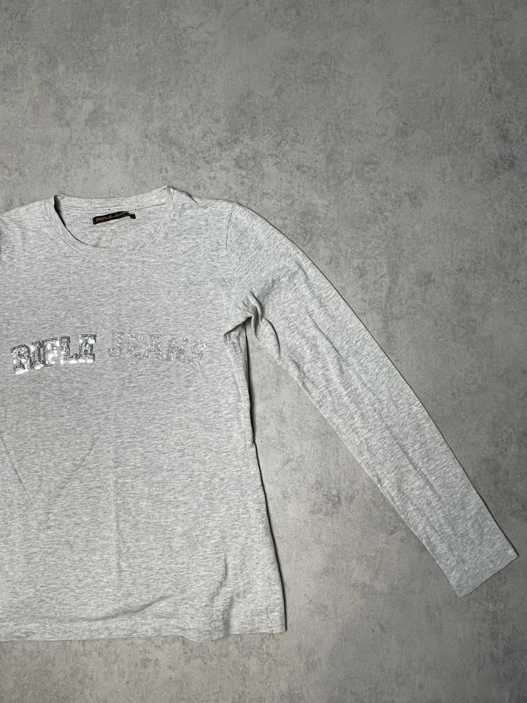 detail view, Rifle Jeans Long Sleeve with Logo with Glitter, vintage Y2K second hand piece, image 4