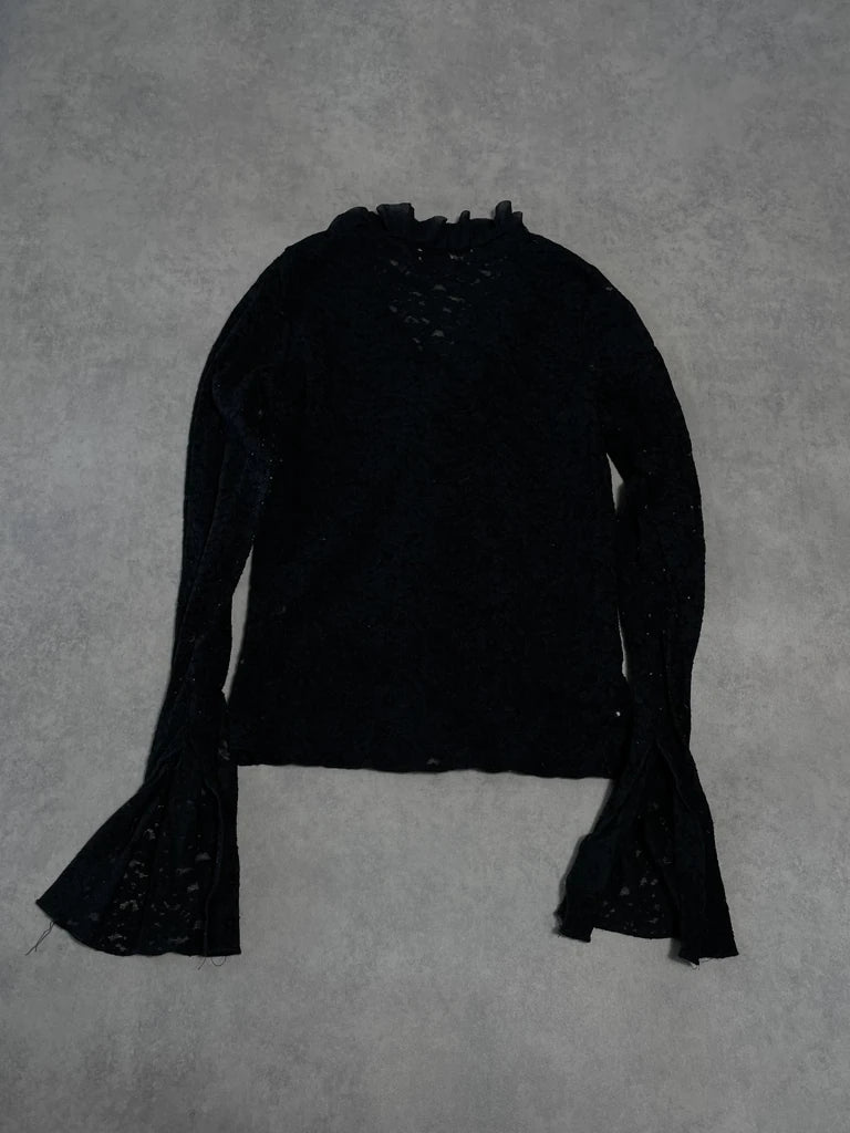 detail view, Charlotte Russe Lace Shirt, vintage Y2K second hand piece, image 5