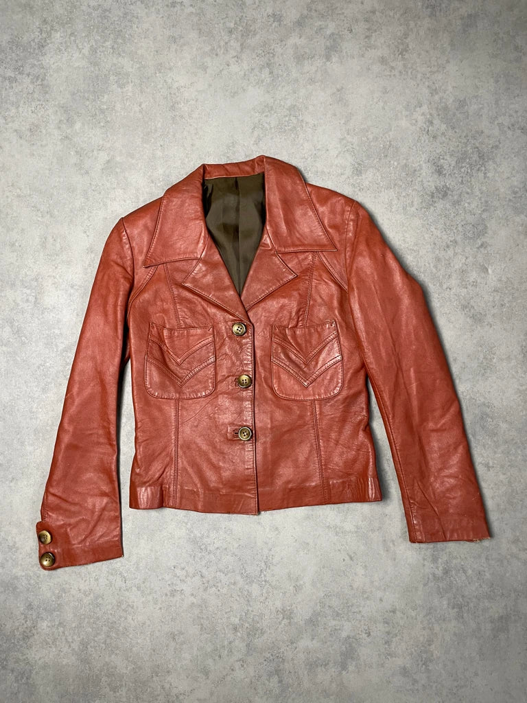detail view, Carim Red Leather Jacket, vintage Y2K second hand piece, image 6