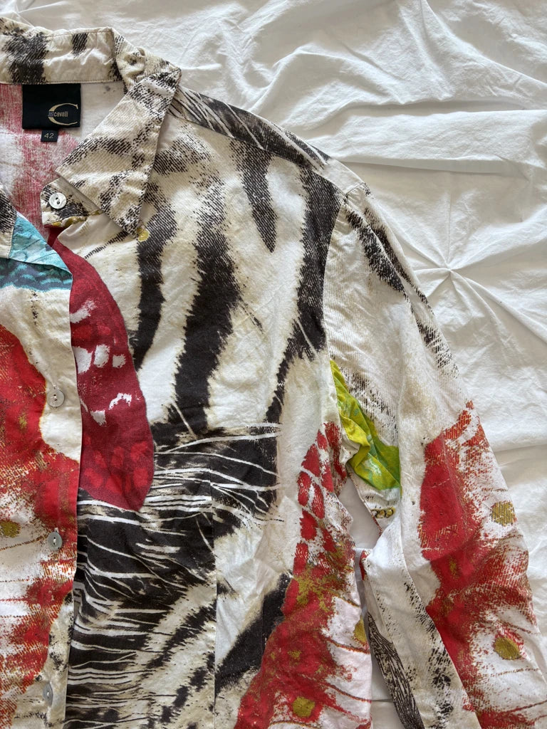 detail view, Just Cavalli Vibrant Button-Down Top, vintage Y2K second hand piece, image 5