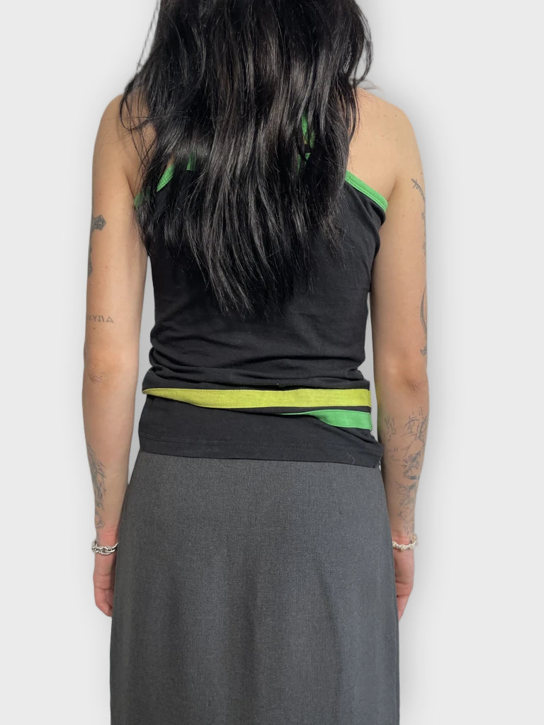 tank top with green striped (M)