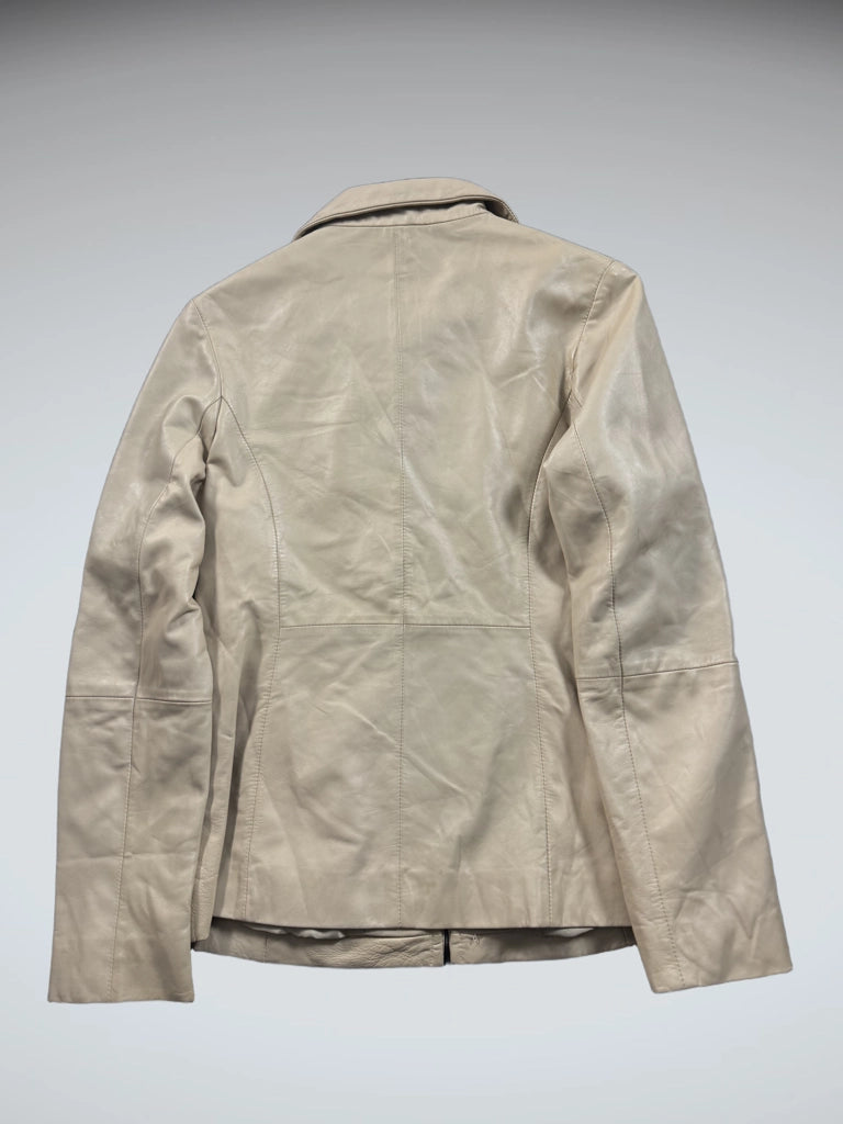 detail view, Via Reggio Beige Leather Jacket, vintage Y2K second hand piece
