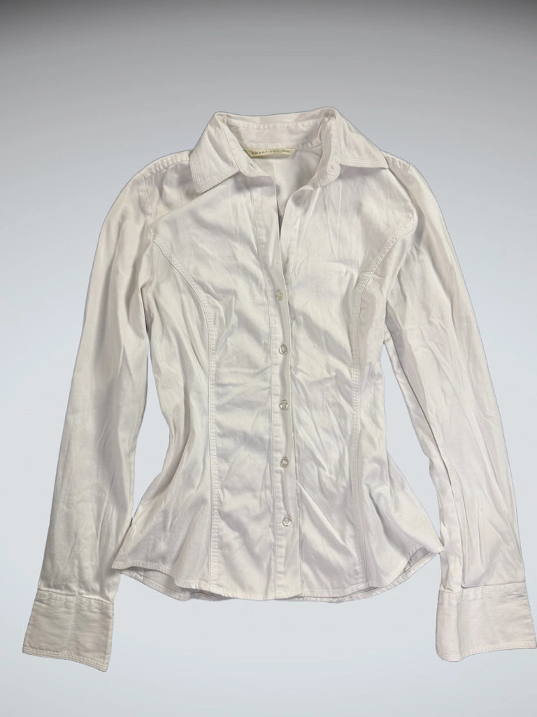 front view, Smart Set Chic White Fitted Business Shirt, vintage Y2K second hand piece