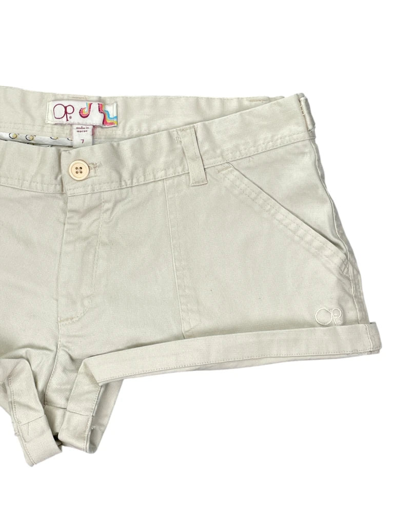 detail view, Ocean Pacific OP Beige Chino Hotpants, vintage Y2K second hand piece, image 6