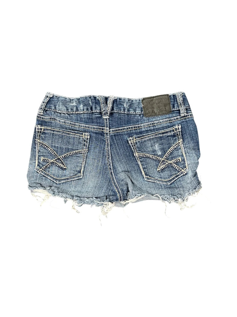 detail view, Amtehyst Amethyst Distressed Cutoff Denim Hotpants, vintage Y2K second hand piece, image 4