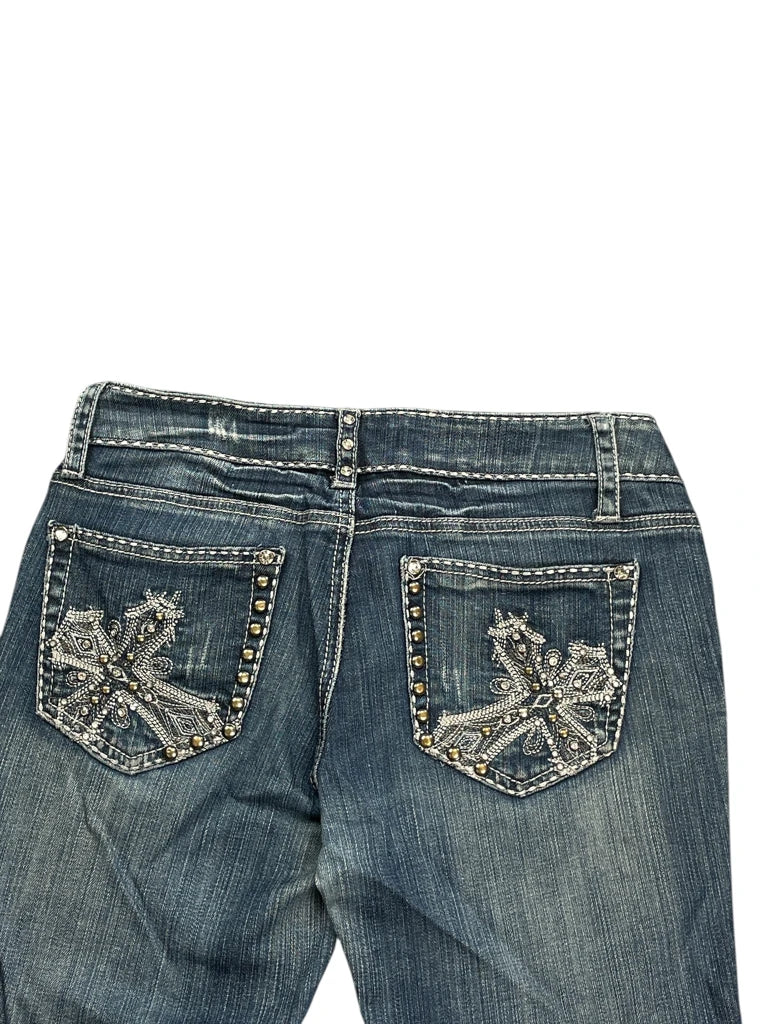 detail view, Seduction Fd Light Wash Straight-Leg Jeans with Studded Pockets, vintage Y2K second hand piece, image 4