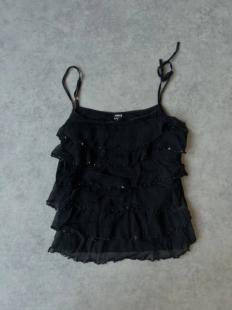 detail view, Phard Y2K Black Strappy Top, vintage Y2K second hand piece, image 6