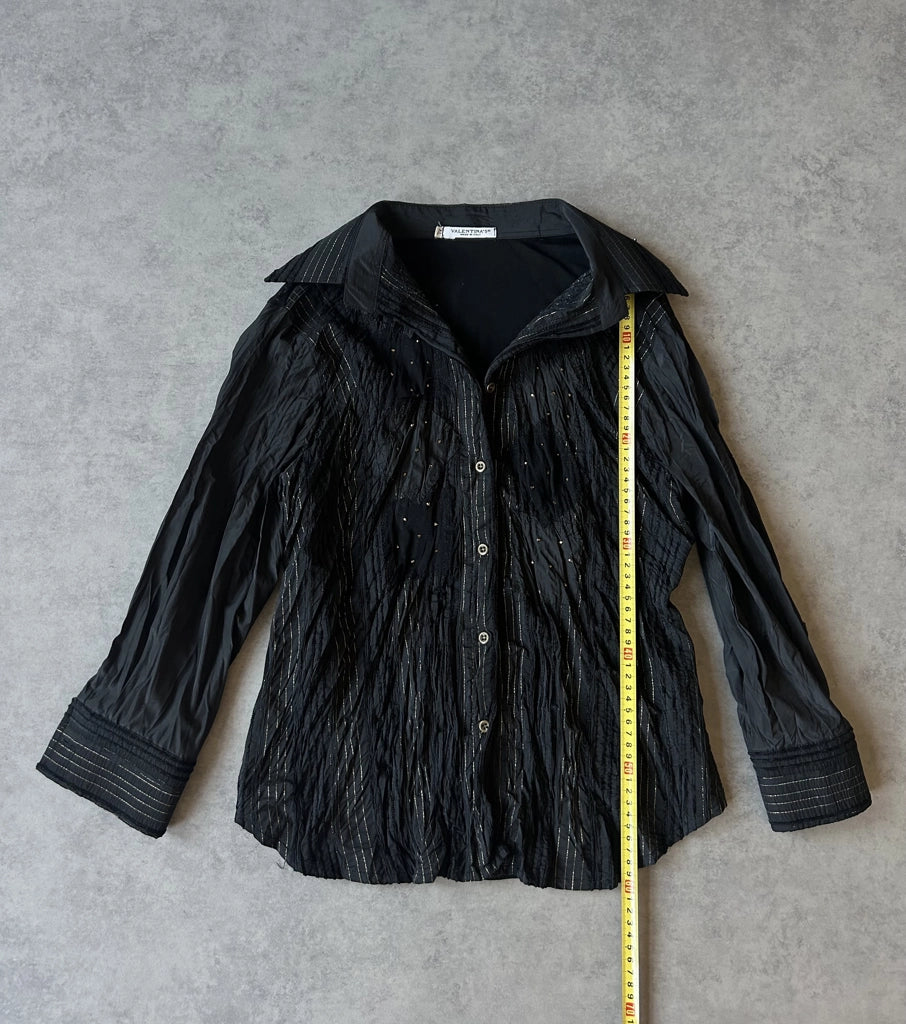 detail view, VALENTINA’S Y2K Black Button-Up Shirt, vintage Y2K second hand piece, image 8