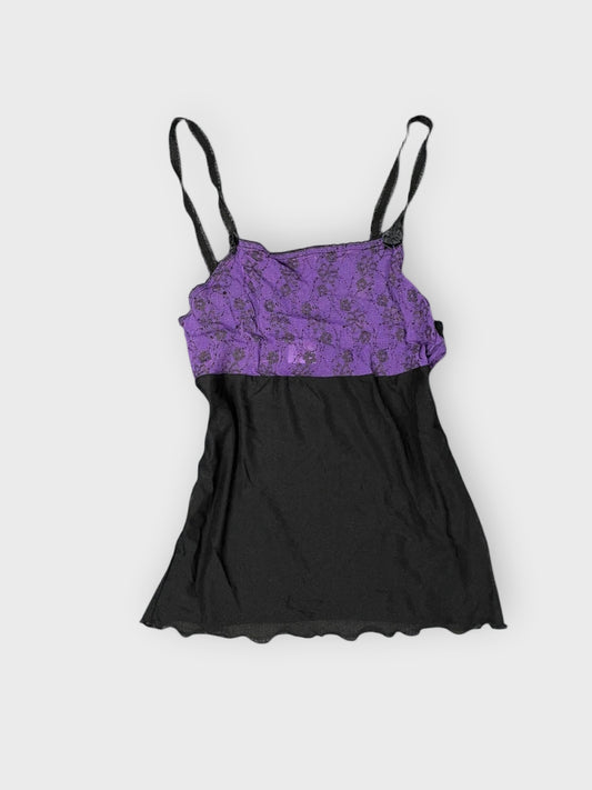 front view, Peeping tone purple black dessoue top, vintage Y2K second hand piece