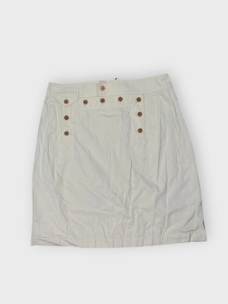 front view, Polo Ralph Lauren Nautical Button Beige Skirt, vintage Y2K second hand piece