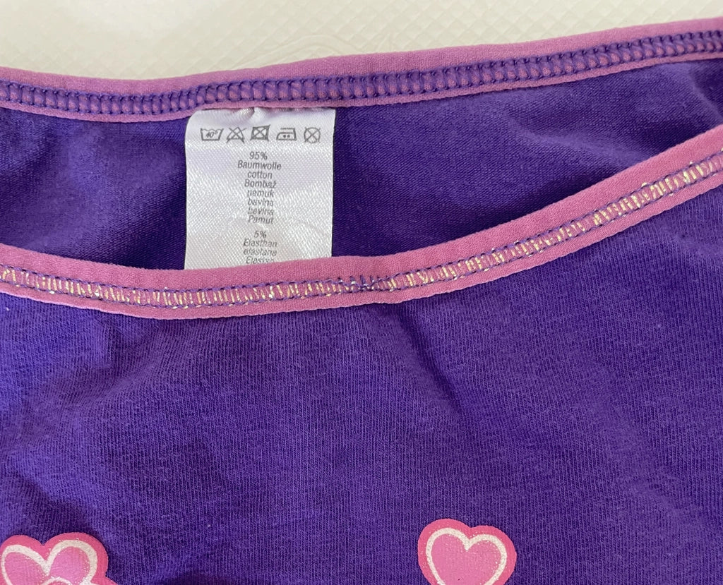 detail view, Okay Purple Graphic Ribbed Camisole, vintage Y2K second hand piece