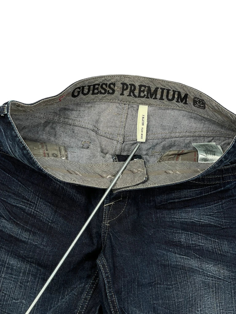 detail view, Guess Premium Dark Wash Premium Bootcut Jeans, vintage Y2K second hand piece
