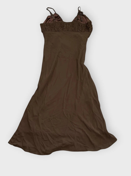 back view, Jump Apparel Mocha Evening Maxi Dress, vintage Y2K second hand piece