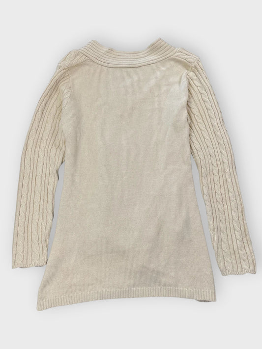 back view, Venus Cream Cable Knit Asymmetrical Sweater, vintage Y2K second hand piece