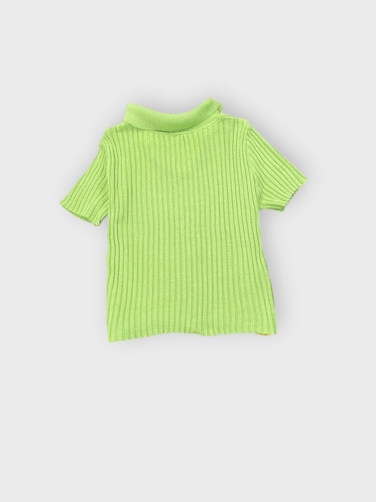 back view, Pastel Green Multicolor Striped Polo Knit Top, vintage Y2K second hand piece