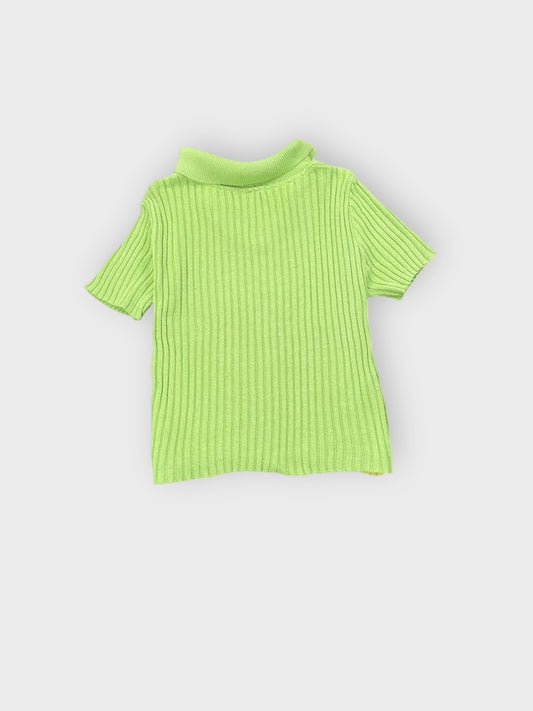 back view, Pastel Green Multicolor Striped Polo Knit Top, vintage Y2K second hand piece