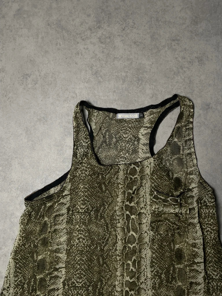 detail view, Thena Snake Sheer Top, vintage Y2K second hand piece