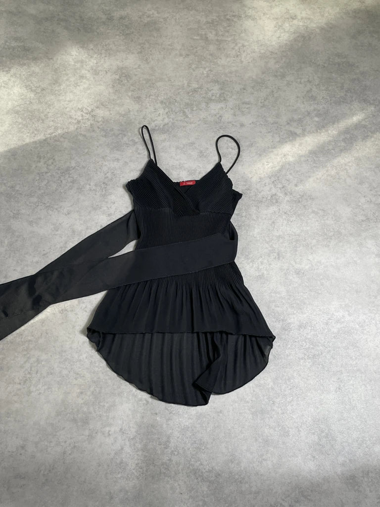 detail view, L. Voice black minidress, vintage Y2K second hand piece, image 4