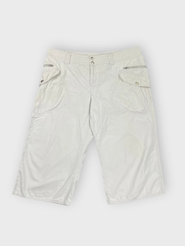front view, DKNY Active Light Grey Zip Shorts, vintage Y2K second hand piece