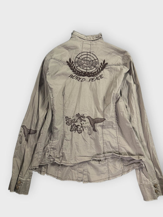back view, Widad Authentic Distressed Utility Army Shirt, vintage Y2K second hand piece