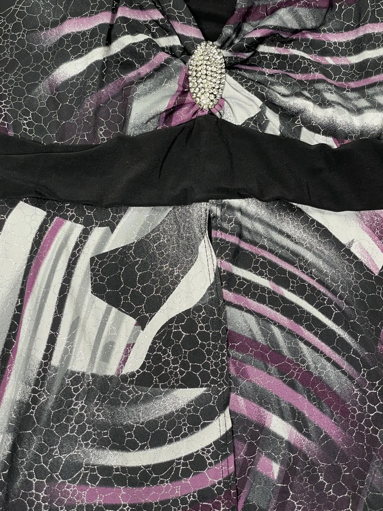 detail view, Black Purple Pattern Halterneck Top, vintage Y2K second hand piece, image 6
