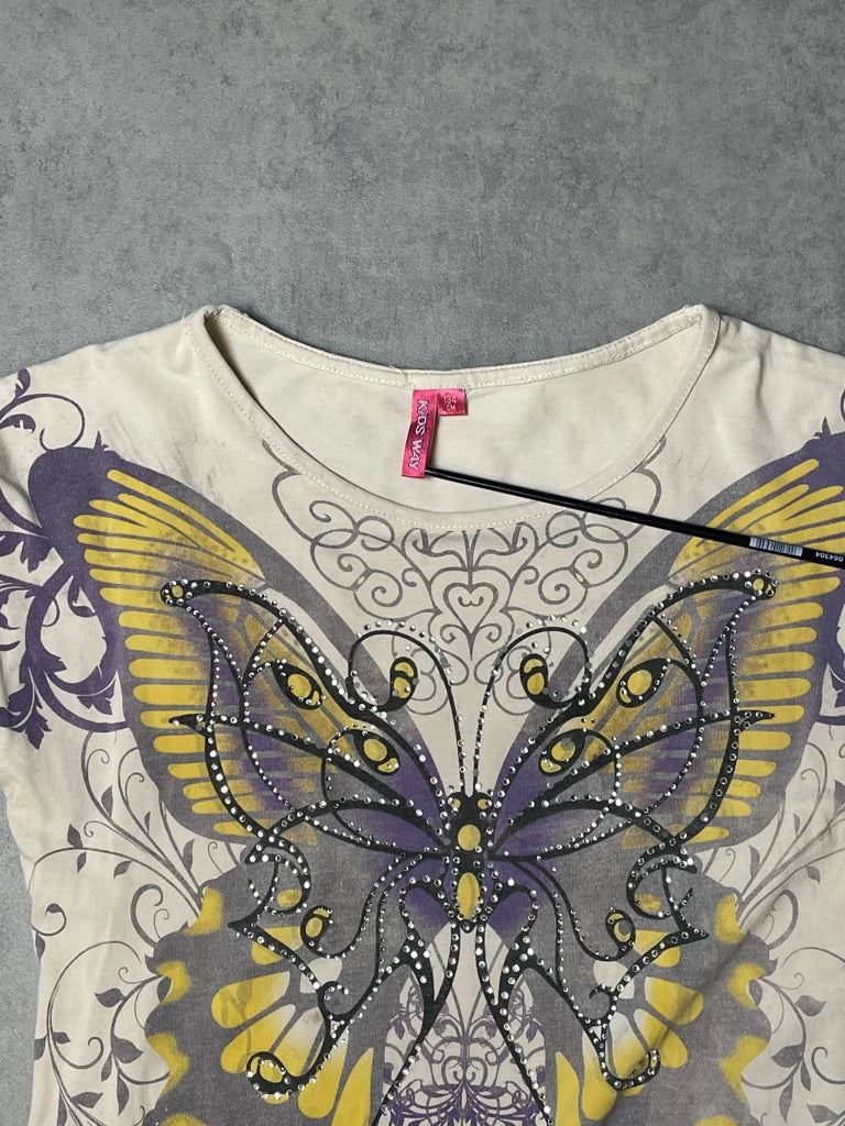 detail view, Kids Way Butterfly T-Shirt, vintage Y2K second hand piece