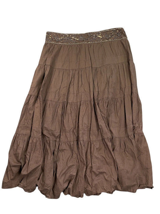 back view, Old Navy Earthbound Vintage Brown Maxi Skirt, vintage Y2K second hand piece