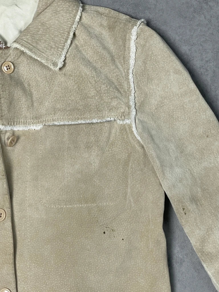 detail view, Conbipel Beige Leather Jacket, vintage Y2K second hand piece, image 4