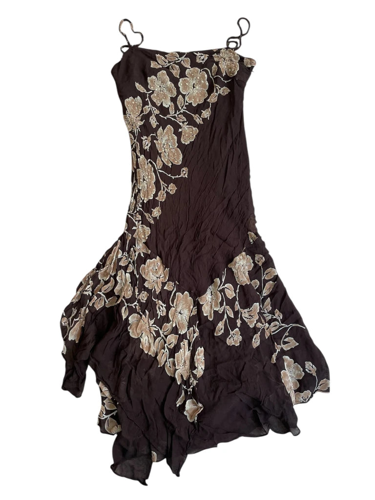 detail view, Eva Blue earth bloom – embroidered fairy dress (M?), vintage Y2K second hand piece