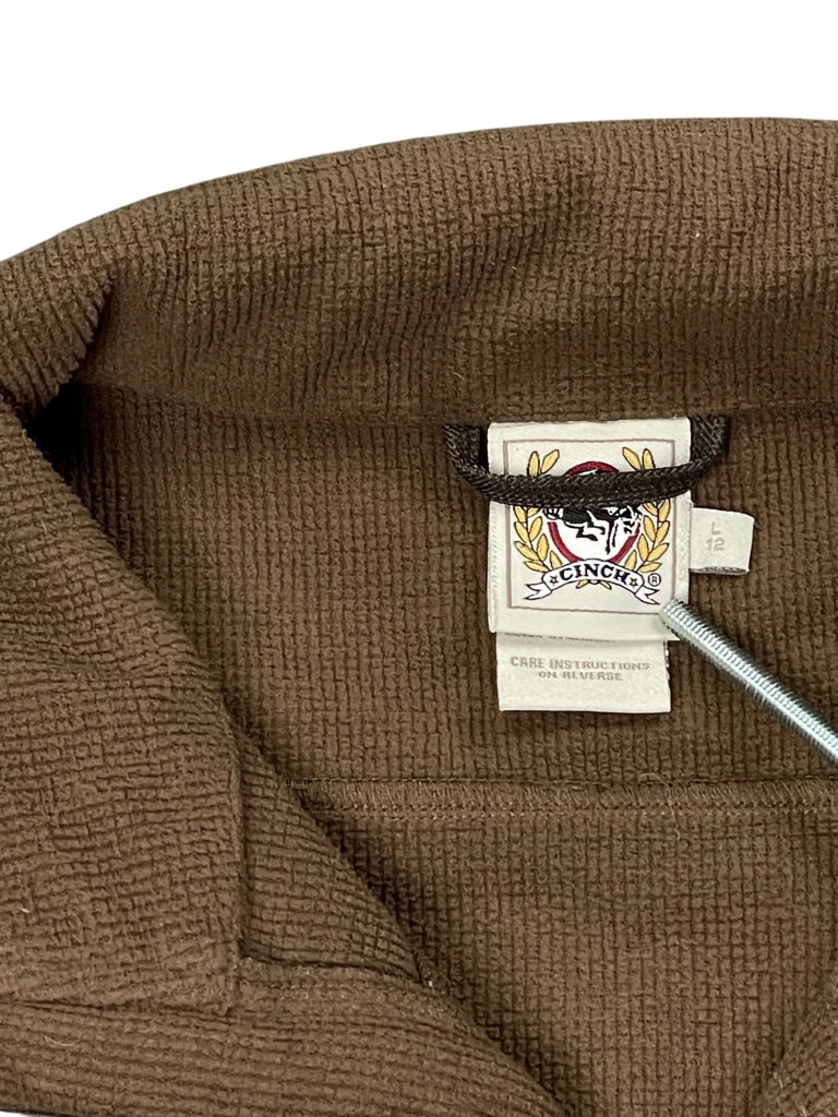 detail view, Cinch Brown Softshell Jacket, vintage Y2K second hand piece