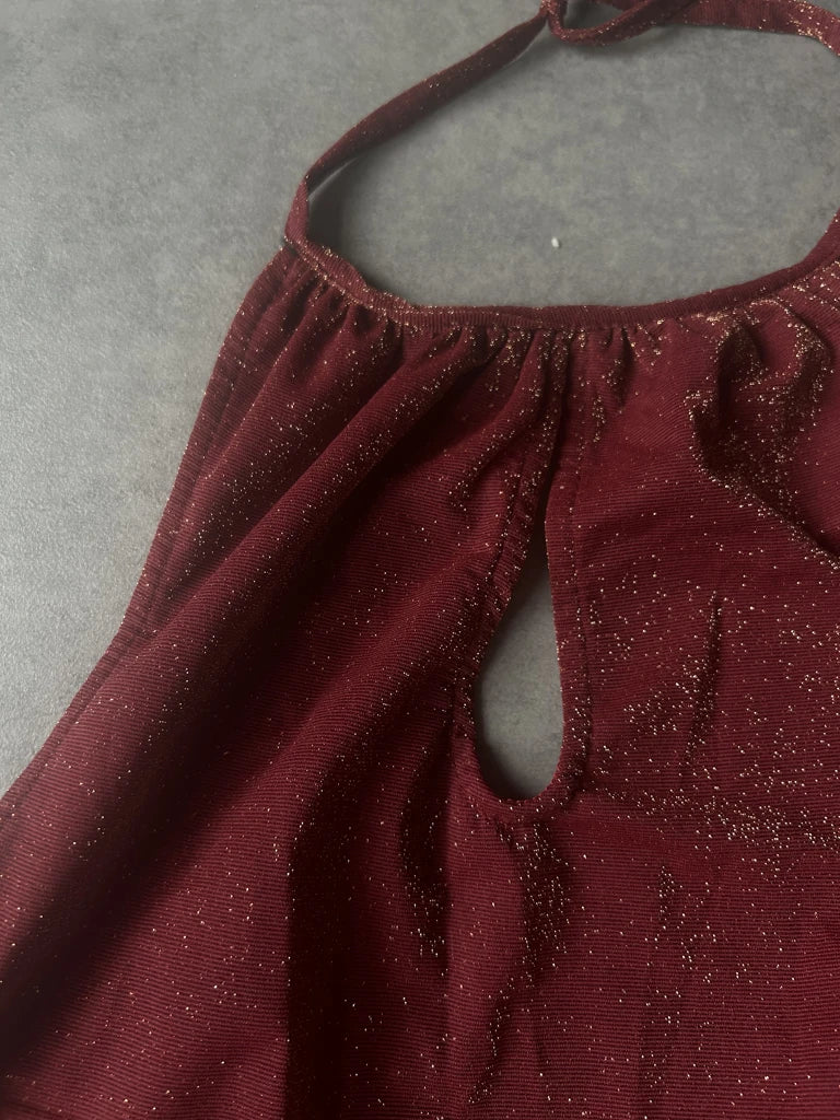 detail view, Long Glittery Dress, vintage Y2K second hand piece, image 5