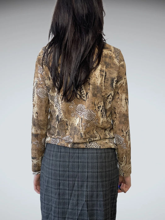 back view, Evidence Leopard Print Long Sleeve Top, vintage Y2K second hand piece