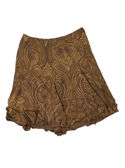 back view, Polo Ralph Lauren Vintage Brown Paisley Silk Skirt, vintage Y2K second hand piece