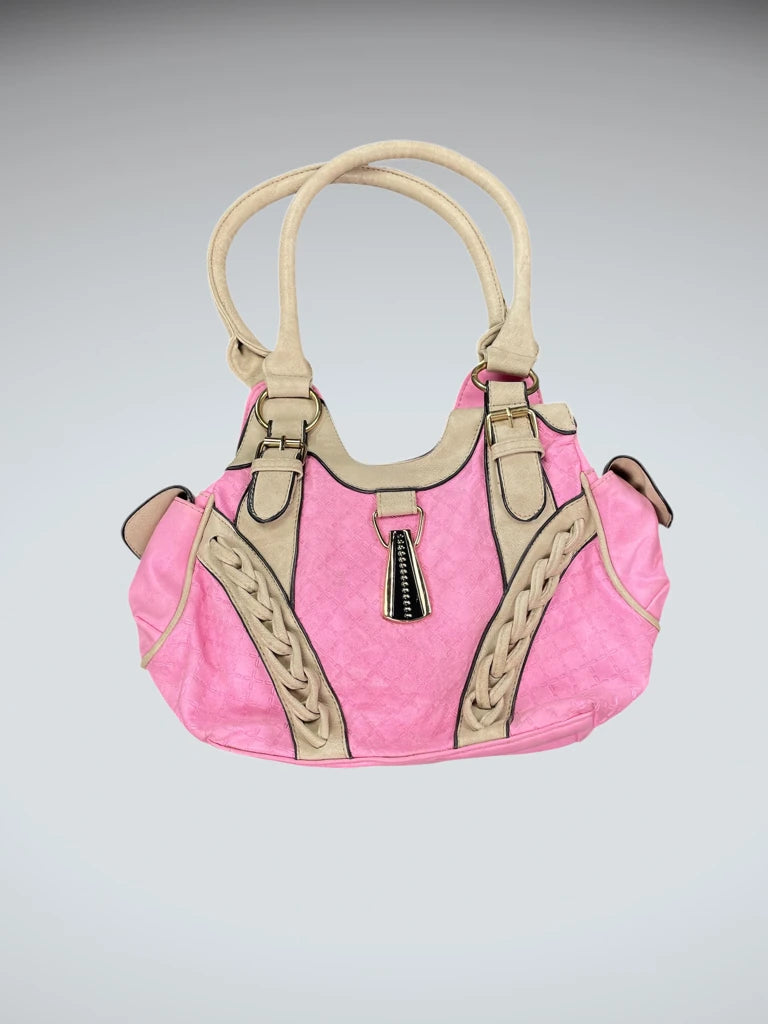 front view, Pink Braided Accent Shoulder Bag (ONESIZE), vintage Y2K second hand piece