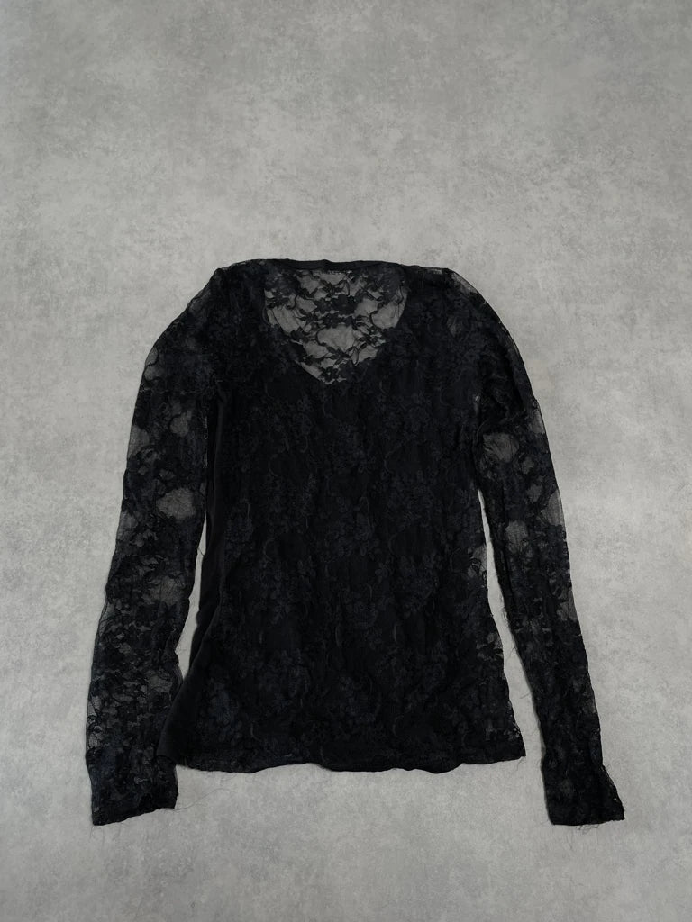 detail view, Body Central Lace Black Top, vintage Y2K second hand piece, image 5