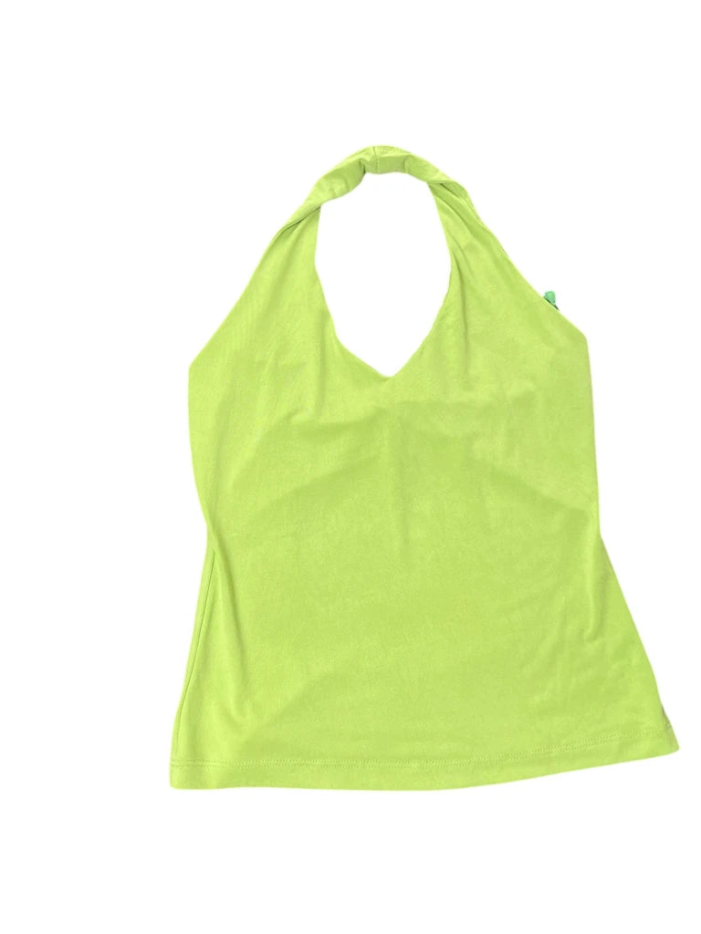 detail view, Suzy Lime Halter Neck Vintage Top, vintage Y2K second hand piece, image 4