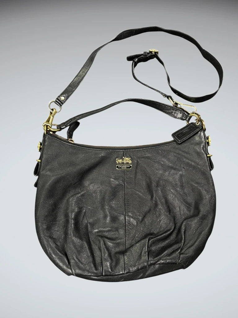 front view, Coach Black and Gold Shoulder Bag (ONESIZE), vintage Y2K second hand piece